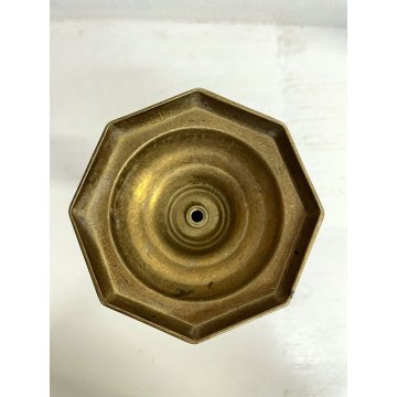 ANTICO CANDELIERE OTTONE VINTAGE BRASS CANDLE HOLDER PORTA CANDELE 24 cm/h '900