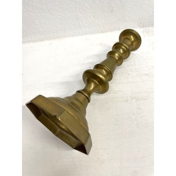 ANTICO CANDELIERE OTTONE VINTAGE BRASS CANDLE HOLDER PORTA CANDELE 24 cm/h '900