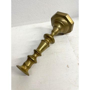 ANTICO CANDELIERE OTTONE VINTAGE BRASS CANDLE HOLDER PORTA CANDELE 24 cm/h '900