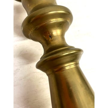 ANTICO CANDELIERE OTTONE VINTAGE BRASS CANDLE HOLDER PORTA CANDELE 24 cm/h '900