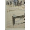 ANTICO QUADRO firmato 1945 ACQUERELLO dipinto MONTAGNA SVIZZERA Tamis NEVE