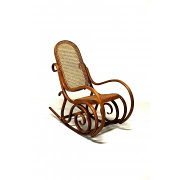 ANTICA SEDIA A DONDOLO IN LEGNO CURVATO PER BAMBINO N° 1 THONET VOLPI ANNI '30