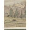 ANTICO QUADRO firmato 1956 ACQUERELLO dipinto MONTAGNA SVIZZERA Tschiertschen