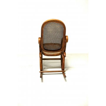 ANTICA SEDIA A DONDOLO IN LEGNO CURVATO PER BAMBINO N° 1 THONET VOLPI ANNI '30