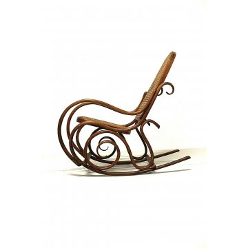 ANTICA SEDIA A DONDOLO IN LEGNO CURVATO PER BAMBINO N° 1 THONET VOLPI ANNI '30