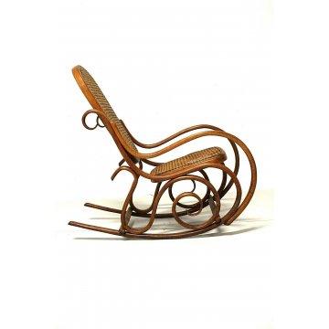 ANTICA SEDIA A DONDOLO IN LEGNO CURVATO PER BAMBINO N° 1 THONET VOLPI ANNI '30