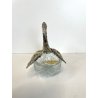 ANTICA SALIERA CIGNO CRISTALLO ALI METALLO ARGENTATO CUCCHIAINI SWAN SPOON '900