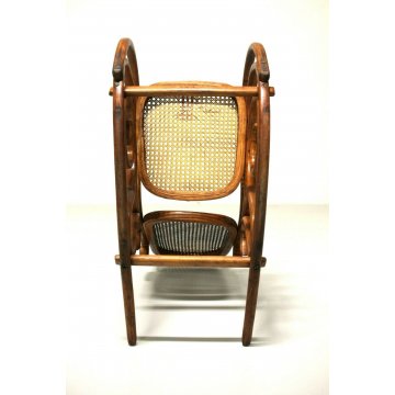 ANTICA SEDIA A DONDOLO IN LEGNO CURVATO PER BAMBINO N° 1 THONET VOLPI ANNI '30