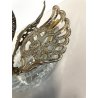 ANTICA SALIERA CIGNO CRISTALLO ALI METALLO ARGENTATO CUCCHIAINI SWAN SPOON '900