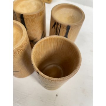 VINTAGE TIKI BAR COCKTAIL SET 12pz BAMBOO TRAY ICE BUCKET 6 CUP SHAKER JAPAN '50