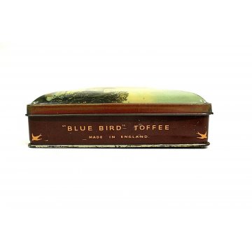 ANTICA SCATOLA LATTA VINTAGE TIN LITO BOX Blue Bird Toffee Harry Vincent ANNI 50