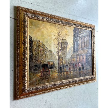 QUADRO DIPINTO OLIO "Alain Burnet" MATERICO SPATOLA VEDUTA IMPRESSIONISTA PARIGI