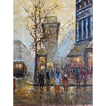 QUADRO DIPINTO OLIO "Alain Burnet" MATERICO SPATOLA VEDUTA IMPRESSIONISTA PARIGI