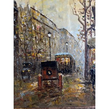 QUADRO DIPINTO OLIO "Alain Burnet" MATERICO SPATOLA VEDUTA IMPRESSIONISTA PARIGI