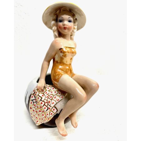 STATUETTA CERAMICA CUTE GIRL G. Girardi "470"  PORTA VASO STATUINA VINTAGE 40s
