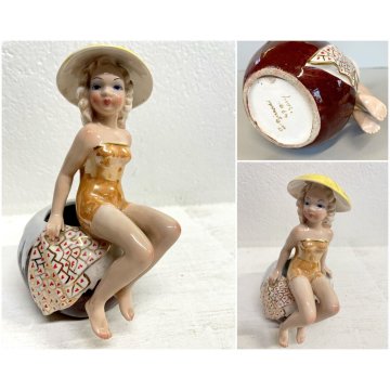 STATUETTA CERAMICA CUTE GIRL G. Girardi "470"  PORTA VASO STATUINA VINTAGE 40s