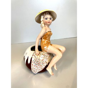 STATUETTA CERAMICA CUTE GIRL G. Girardi "470"  PORTA VASO STATUINA VINTAGE 40s