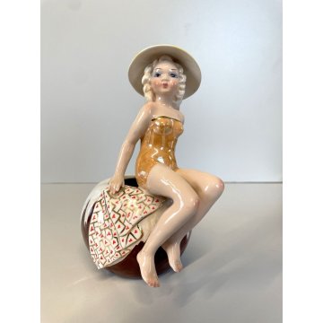 STATUETTA CERAMICA CUTE GIRL G. Girardi "470"  PORTA VASO STATUINA VINTAGE 40s