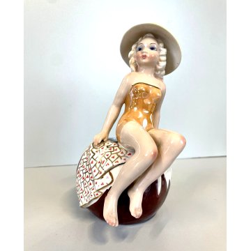 STATUETTA CERAMICA CUTE GIRL G. Girardi "470"  PORTA VASO STATUINA VINTAGE 40s