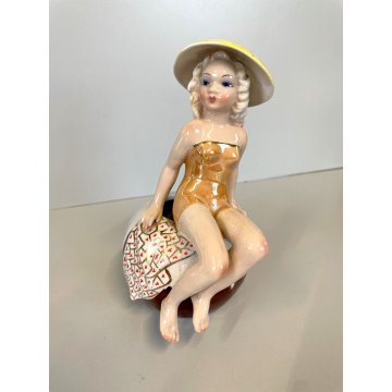 STATUETTA CERAMICA CUTE GIRL G. Girardi "470"  PORTA VASO STATUINA VINTAGE 40s