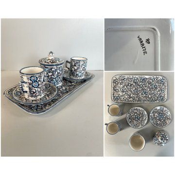 SET CERAMICA tête à tête SERVIZIO VASSOIO 2 TAZZE CAFFE "AP Varazze" FIORI '900