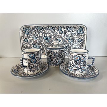 SET CERAMICA tête à tête SERVIZIO VASSOIO 2 TAZZE CAFFE "AP Varazze" FIORI '900