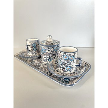 SET CERAMICA tête à tête SERVIZIO VASSOIO 2 TAZZE CAFFE "AP Varazze" FIORI '900