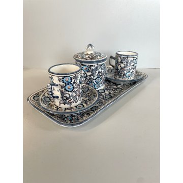 SET CERAMICA tête à tête SERVIZIO VASSOIO 2 TAZZE CAFFE "AP Varazze" FIORI '900