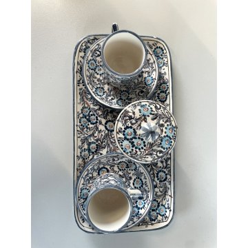 SET CERAMICA tête à tête SERVIZIO VASSOIO 2 TAZZE CAFFE "AP Varazze" FIORI '900