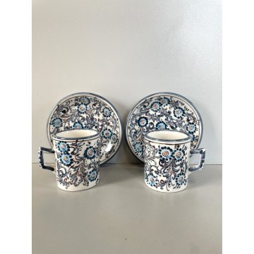 SET CERAMICA tête à tête SERVIZIO VASSOIO 2 TAZZE CAFFE "AP Varazze" FIORI '900