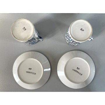 SET CERAMICA tête à tête SERVIZIO VASSOIO 2 TAZZE CAFFE "AP Varazze" FIORI '900