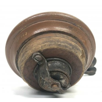 ANTICO MACININO DA CAFFE CILINDRICO LUCIDATO LEGNO FERRO OLD EPOCA MANUALE ITALY