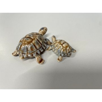 COPPIA TARTARUGHE PORCELLANA Wade FIGURINE ENGLAND TORTOISE TURTLE VINTAGE '900