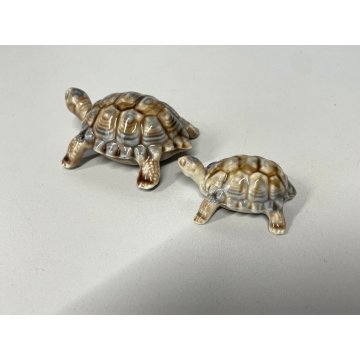 COPPIA TARTARUGHE PORCELLANA Wade FIGURINE ENGLAND TORTOISE TURTLE VINTAGE '900