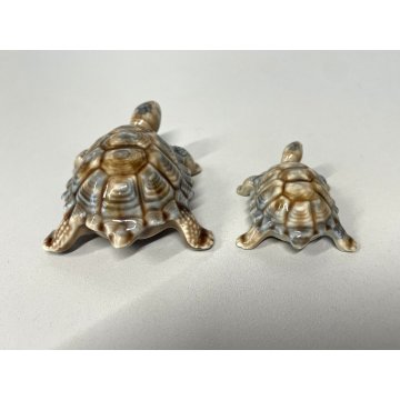 COPPIA TARTARUGHE PORCELLANA Wade FIGURINE ENGLAND TORTOISE TURTLE VINTAGE '900