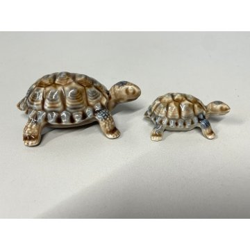 COPPIA TARTARUGHE PORCELLANA Wade FIGURINE ENGLAND TORTOISE TURTLE VINTAGE '900