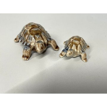 COPPIA TARTARUGHE PORCELLANA Wade FIGURINE ENGLAND TORTOISE TURTLE VINTAGE '900