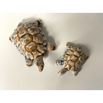 COPPIA TARTARUGHE PORCELLANA Wade FIGURINE ENGLAND TORTOISE TURTLE VINTAGE '900