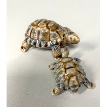 COPPIA TARTARUGHE PORCELLANA Wade FIGURINE ENGLAND TORTOISE TURTLE VINTAGE '900