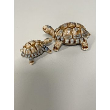 COPPIA TARTARUGHE PORCELLANA Wade FIGURINE ENGLAND TORTOISE TURTLE VINTAGE '900