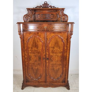 ANTICA CREDENZA con ALZATA epoca '800 BIEDERMEIER Germania LEGNO NOCE RADICA old