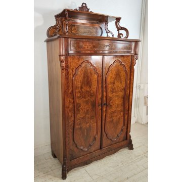 ANTICA CREDENZA con ALZATA epoca '800 BIEDERMEIER Germania LEGNO NOCE RADICA old