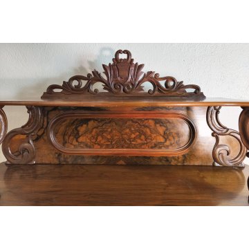 ANTICA CREDENZA con ALZATA epoca '800 BIEDERMEIER Germania LEGNO NOCE RADICA old