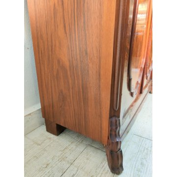 ANTICA CREDENZA con ALZATA epoca '800 BIEDERMEIER Germania LEGNO NOCE RADICA old