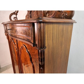 ANTICA CREDENZA con ALZATA epoca '800 BIEDERMEIER Germania LEGNO NOCE RADICA old