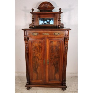 ANTICA CREDENZA con ALZATA epoca '800 UMBERTINO Germania LEGNO NOCE RADICA stipo