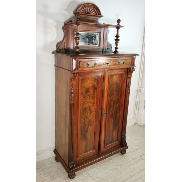 ANTICA CREDENZA con ALZATA epoca '800 UMBERTINO Germania LEGNO NOCE RADICA stipo