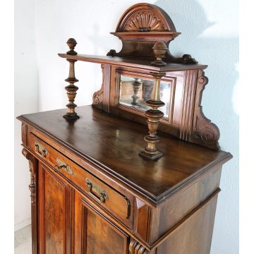 ANTICA CREDENZA con ALZATA epoca '800 UMBERTINO Germania LEGNO NOCE RADICA stipo