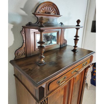 ANTICA CREDENZA con ALZATA epoca '800 UMBERTINO Germania LEGNO NOCE RADICA stipo