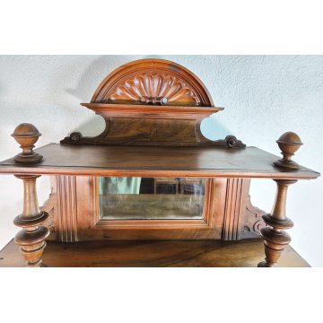 ANTICA CREDENZA con ALZATA epoca '800 UMBERTINO Germania LEGNO NOCE RADICA stipo